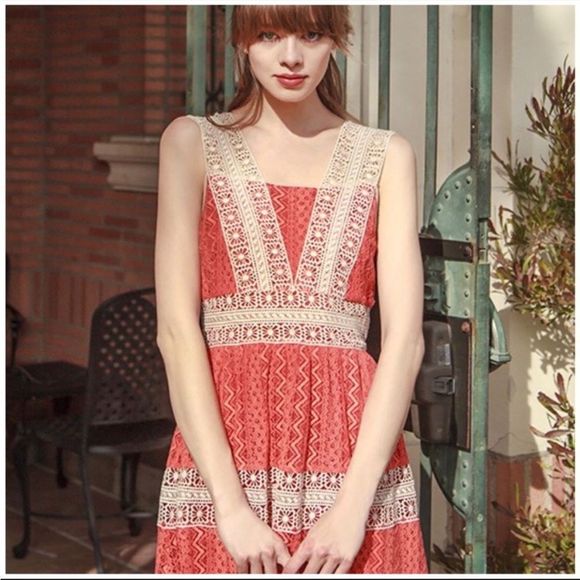 🆕 RYU A’REVE | EMBROIDERED A-LINE DRESS | CORAL BEIGE - Picture 3 of 4